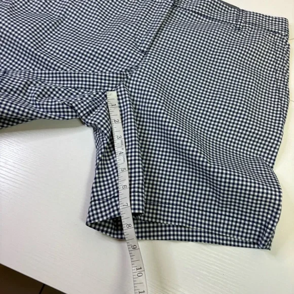 NWT Talbots Relaxed Chino Navy and White Gingham Checked Shorts 7” Size 10